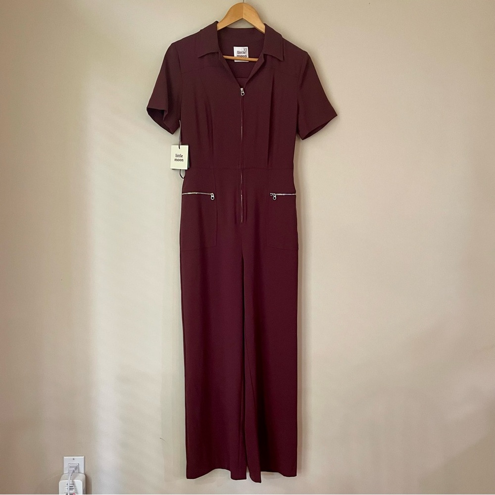 Aritzia Little Moon Short-Sleeve Zip Negroni Jumpsuit in Truffle, Women’s Size 6